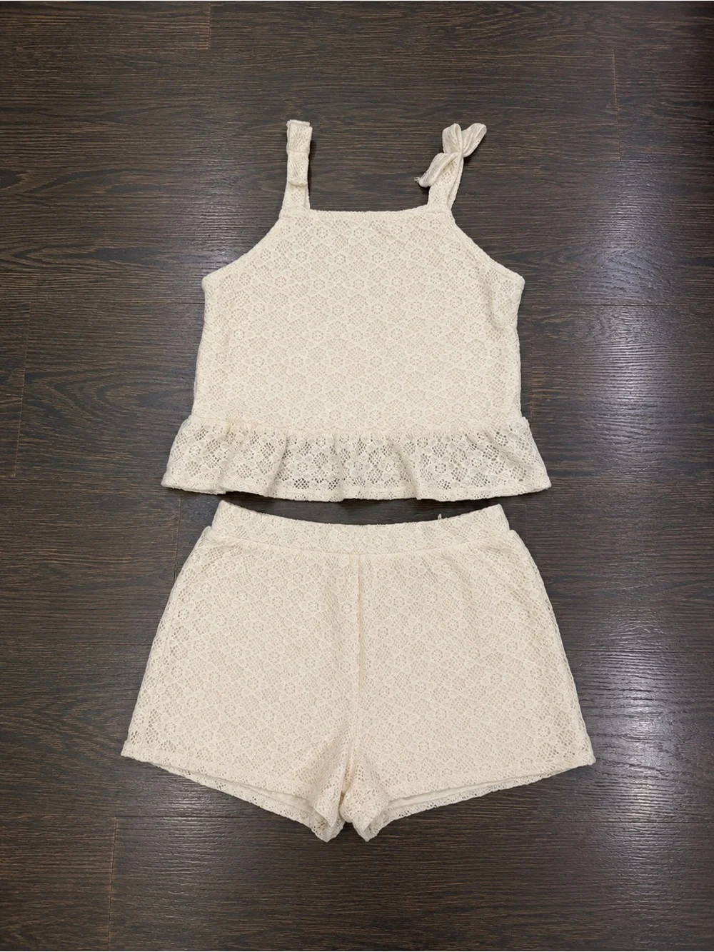 H&M Girls Lace Camisole & Shorts Set-Cream